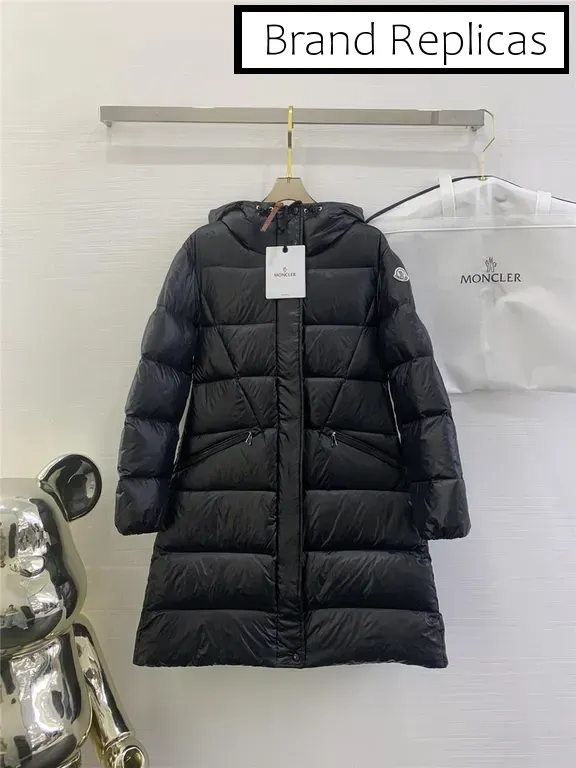 Moncler waist hooded long down jacket